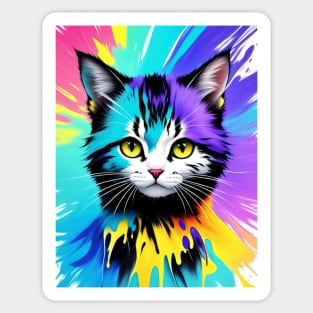 Cute Kitten Splash Painting Sticker